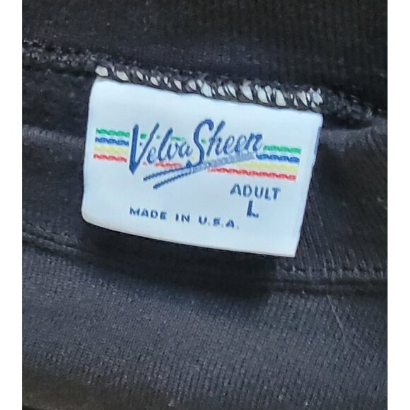 Vintage Velva Sheen Mickey Mouse sweatshirt Large black USA Plaid Patch Graphic - Picture 6 of 9